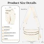 Spacious Nylon Checkered Crossbody Bum Bag for Women, Fashion Checkerboard Fanny Pack Purse with Anti-theft Pocket, Adjustable Wider Strap Wasit Bag (Beige) - color: Beige