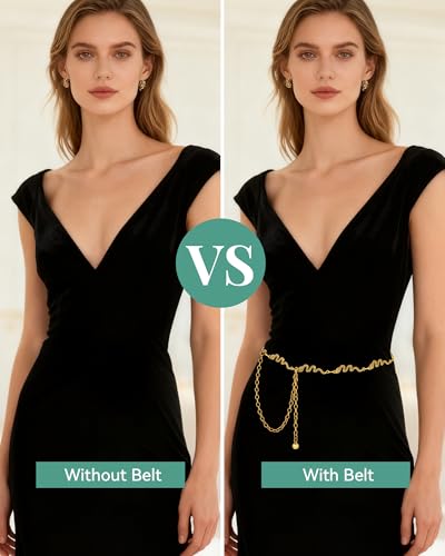 AWAYTR Cute Chain Belts for Women - Metal Waist Chain Belt for Dresses Jeans Country Concert Outfit - color: Gold-snake