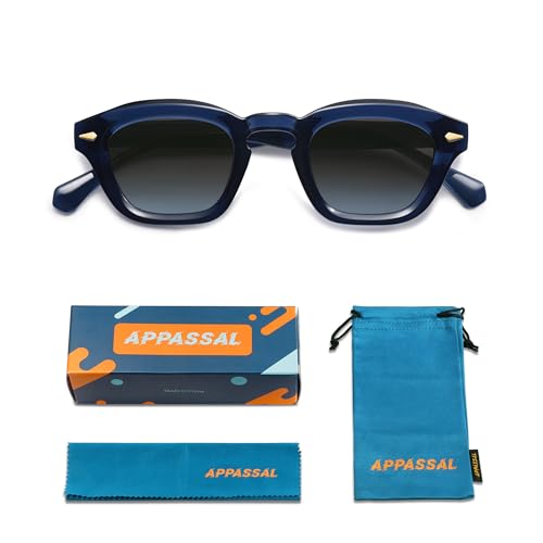Appassal Small Retro Square Sunglasses for Women Mens Rectangle Sunnies AP3680 - color: Blue/Gradient Blue