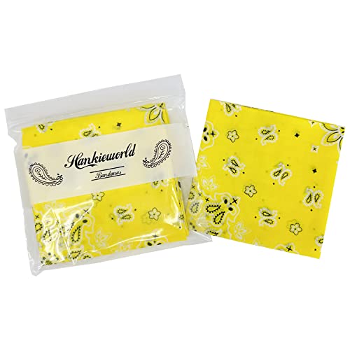 Bandanas for Women and Men，3 Pack Super Soft Thin 60s Preium Cotton 22 inch Handkerchiefs - color: 3 Pack-blazing Yellow