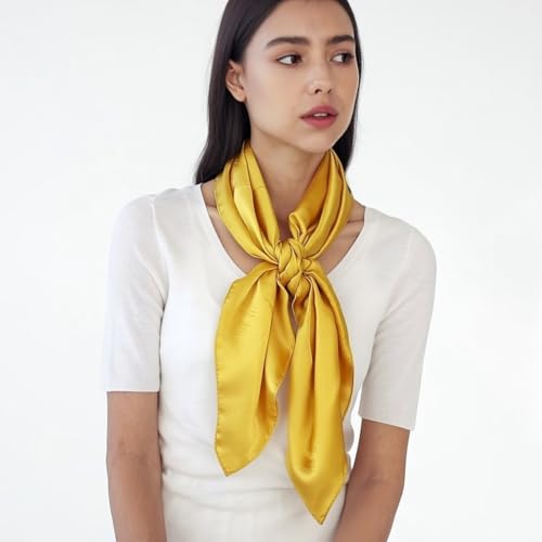 4 Pc Set Large 35 x 35 inches Satin Square Scarves Neck Hair Head Scarf Bundle - color: Set W7