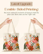 Miss Adola Canvas Tote Bag with Zipper – Cute Canvas Bags for Women Aesthetic Design Reusable Totes for Shopping Work Travel - style: Flamingo
