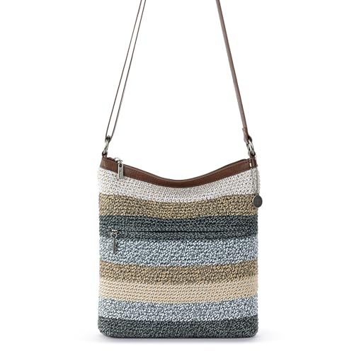 The Sak Lucia Crossbody Bag in Crochet, Convertible Purse with Adjustable Shoulder Strap - color: Desert Stripe