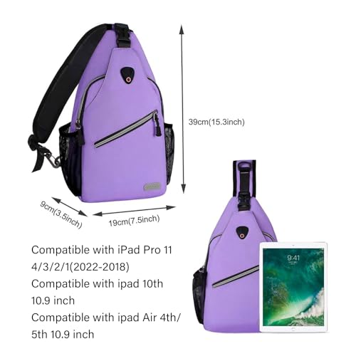 MOSISO Sling Backpack, Multipurpose Crossbody Shoulder Bag Travel Hiking Daypack - color: Light Purple