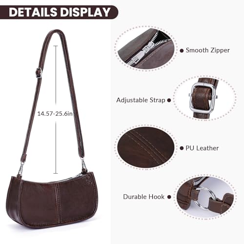 Shoulder Bags for Women Y2k Purse and Handbags Retro Studded Crossbody Bag Small Shoulder Purse Leather Hobo Handbag - color: A1-coffee