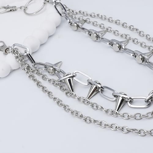 Layered Pants Chain keychain for Women Men Punk Wallet Chains Hiphop Jeans Keychain Halloween Jewelry - style: E-bullet chain 2
