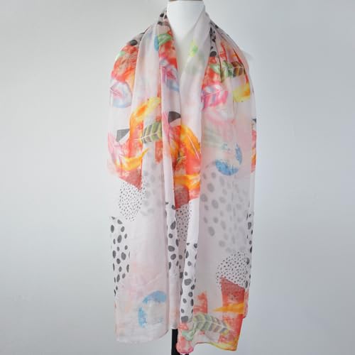 Lightweight Boho Scarf for Women Spring Summer Floral Printed Scarves Fashion Shawl Wrap - color: E11