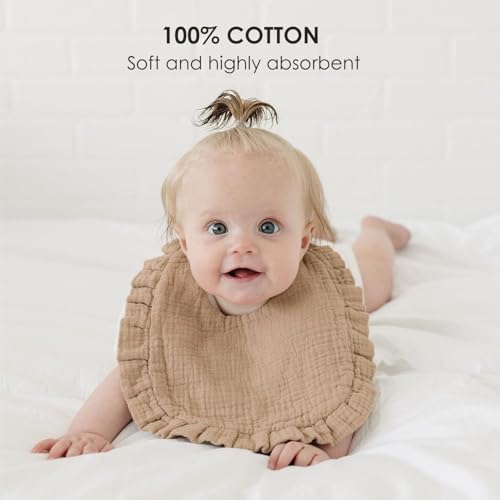 MairMore Baby Muslin Bibs Bandana Drool Bibs for Unisex Boys & Girls, Soft and Absorbent Cotton Teething Drooling Bib Set for Newborn Toddler - color: Maroon