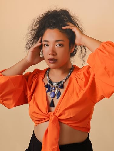 MINACHI Bohemian Feather Tassel Necklace, Irregular Stone Beads, Retro Exotic Pattern, Women's Jewelry - style: Necklace SL13-012