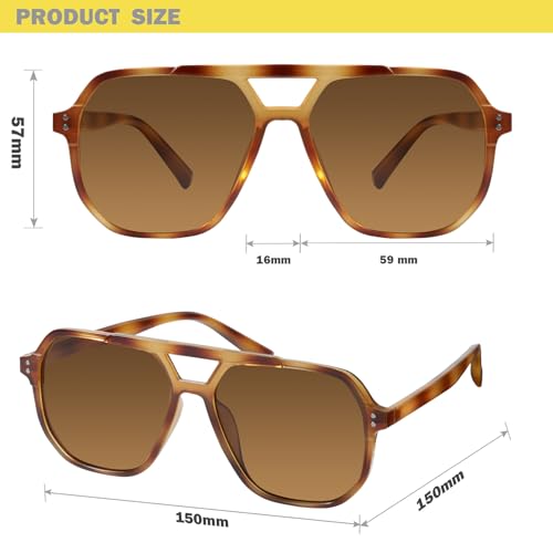 mosanana Oversized Aviator Sunglasses for Women and Men with Polarized Lens MS52243 - color: C8-light Tortoise