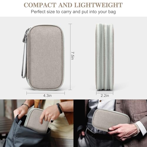 FYY Electronic Organizer, Travel Cable Organizer Bag Pouch Electronic Accessories Carry Case Portable Waterproof Double Layers All-in-One Storage Bag for Cable, Cord, Charger, Phone, Earphone Khaki - color: Khaki, style: Small