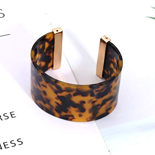 FAERLIIRY Cuff Bracelet for Women Acrylic Resin Bracelets Statement Bangle Bracelet Adjustable Bracelet Wide Chunky Bracelets for Women - color: Tortoiseshell