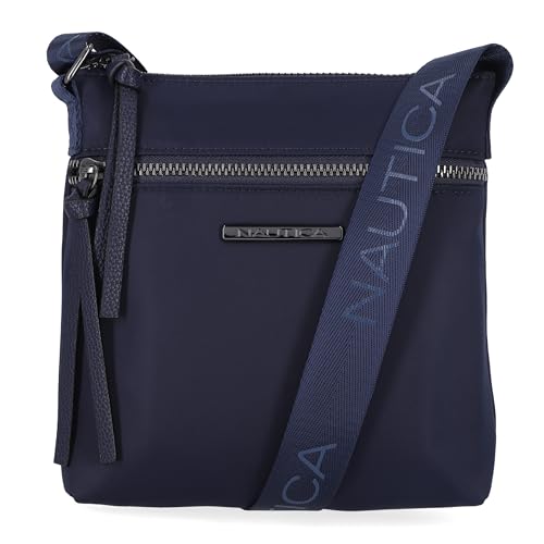 Nautica Diver Nylon Small Women's Crossbody Bag Purse with Adjustable Shoulder Strap - color: Zipper Up Indigo