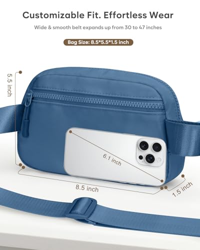 Pritent Fanny Packs for Women Cross Body Bag Waterproof Belt Bag with Adjustable Strap and Zipper Back Pocket Small Crossbody Bags Fashion Waist Packs for Workout Travelling(Navy Blue) - color: Navy Blue, size: Small