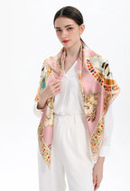 100% Pure Mulberry Silk Scarf 43”*43” Large Square Lightweight Headscarf Women’s Hair Wraps Shawls with Gift Packed - color: Classic Pink Gem