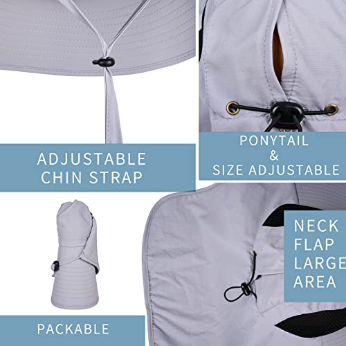 Sun Hat for Men Women with Neck Flap,UPF 50+ UV Protective Hiking Fishing Hats,Wide Brim Sun Hat for Women&Men - color: 1pack-purple