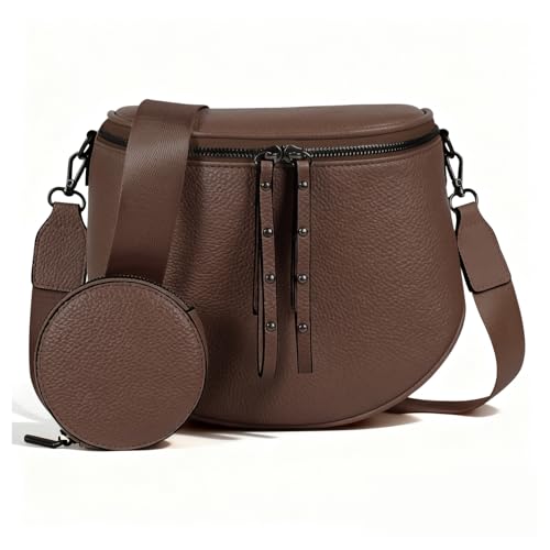 Crossbody Bags for Women, Large Vegan Leather Trendy Bum Bag - color: Chocolate Brown