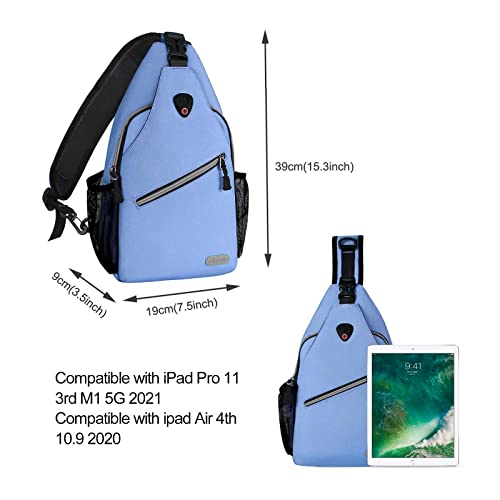 MOSISO Sling Backpack, Multipurpose Crossbody Shoulder Bag Travel Hiking Daypack - color: Airy Blue