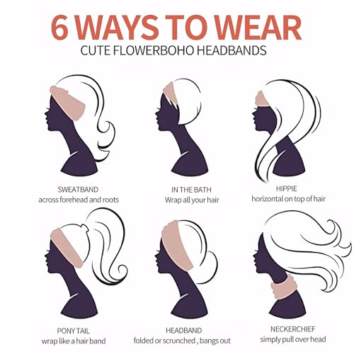 1 Pack Boho Headbands Stretch Paisley Print Bandana Headband Criss Cross Hair Bands Knotted Head Wrap Yoga Daily for Women and Girls (Black Ornate) - color: Black Ornate