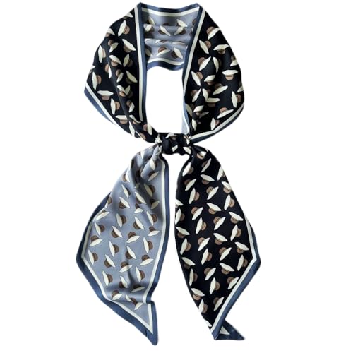 Silk Head Scarf for Hair Fashion Headwrap for Women Lightweight Neck Tie - color: X014-blue Hats