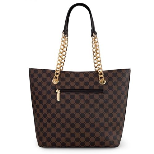 Montana West Tote Bag for Women Chain Top-handle Handbags - color: Coffee/Brown