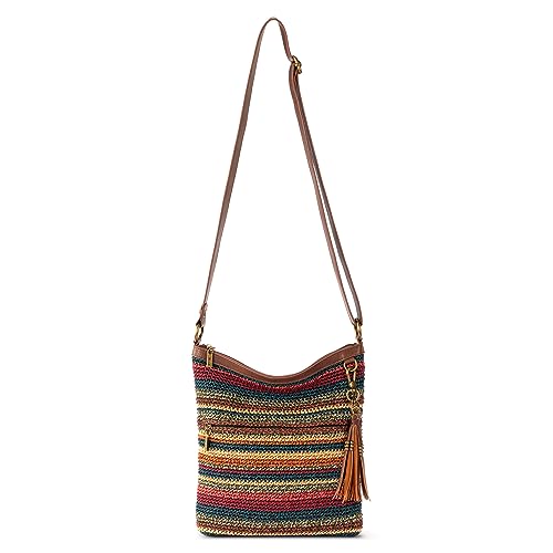 The Sak Lucia Crossbody Bag in Crochet, Convertible Purse with Adjustable Shoulder Strap - color: Woodland Stripe