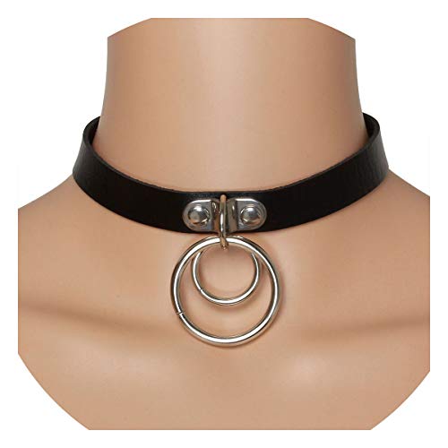 Eigso Vintage Punk Goth Studded Rivet Pu Leather Collar Choker Necklace with Spikes Adjustable - color: B-Black