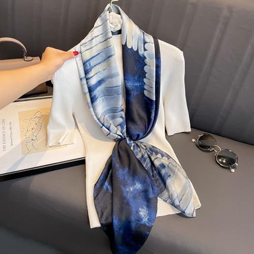 XL 43 Inch Extra Large Square Scarf Fashion Scarves Silk Feeling Hair Scarf Wrapping Scarfs Night Sleeping Headscarf - color: Ba1024
