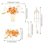 5PCS Flower Tassels Hairpin for Women, Chinese Tassel Hair Stick Peony Flower Crystal Pearl Hanfu Metal Hair Pins Sticks Chopsticks Bun Updo Holders Accessories for Women Girls (Style 4)
