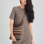The Sak Lucia Crossbody Bag in Crochet, Convertible Purse with Adjustable Shoulder Strap - color: Woodland Stripe