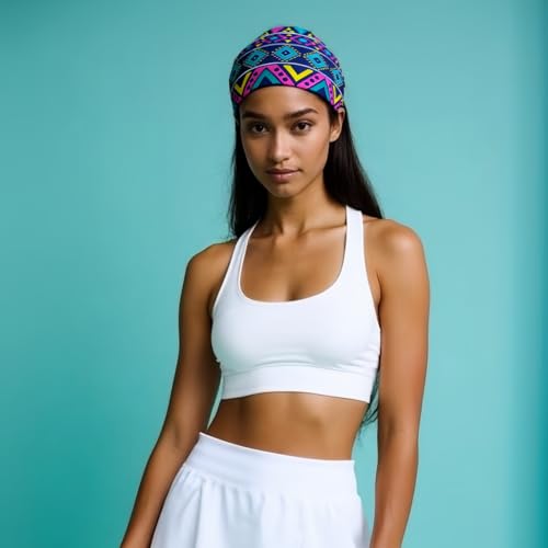 1 Pack Boho Headbands Stretch Paisley Print Bandana Headband Criss Cross Hair Bands Knotted Head Wrap Yoga Daily for Women and Girls (Purple Ethnic) - color: Purple Ethnic