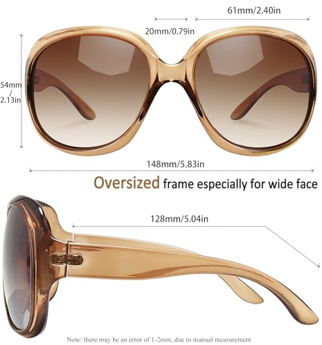 Joopin Oversized Sunglasses Womens Trendy Polarized Large Driving Sun Glasses Ladies UV Protective Big Sunnies Shades - color: B04-brown/Brown Gradient