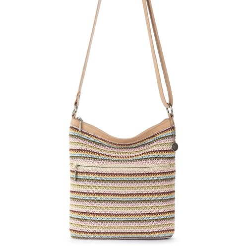 The Sak Lucia Crossbody Bag in Crochet, Convertible Purse with Adjustable Shoulder Strap - color: Multi Stripe