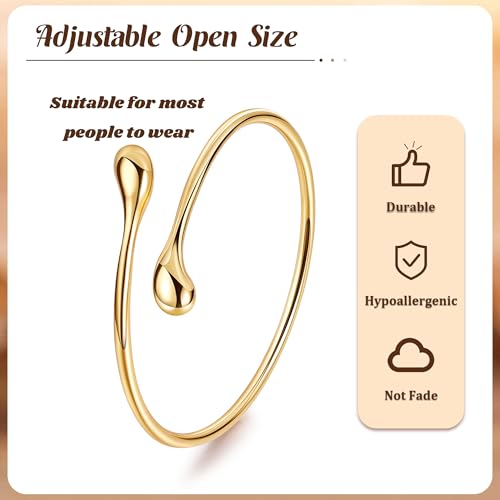 18K Gold Plated Cuff Bracelets for Women Open Adjustable Gold Cuff Bangle Bracelets Thick Hammered Wrist Cuff Bracelets Thin Minimalist Gold Cuff Bracelet - style: 18K Gold-F