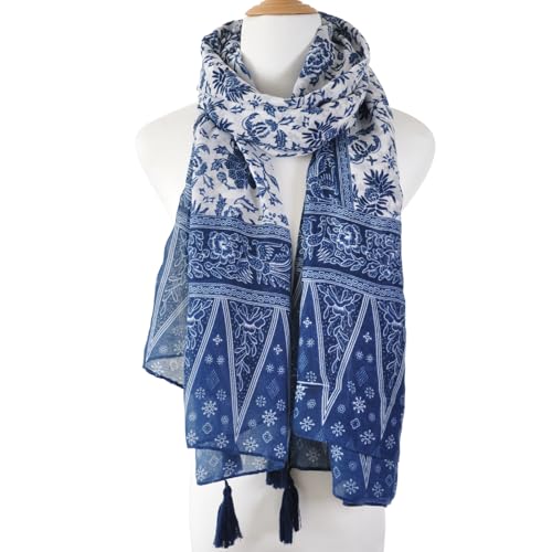 Lightweight Boho Scarf for Women Spring Summer Floral Printed Scarves Fashion Shawl Wrap - color: Color-d01