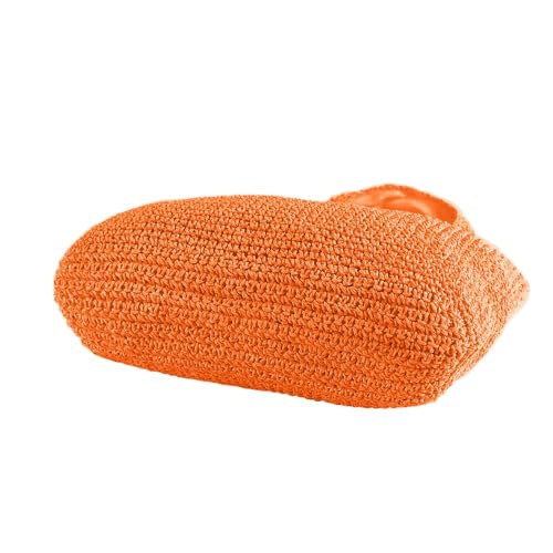 Hand-woven Soft Large Straw Shoulder Bag Boho Straw Handle Tote Retro Summer Beach Bag Rattan Handbag - color: Orange