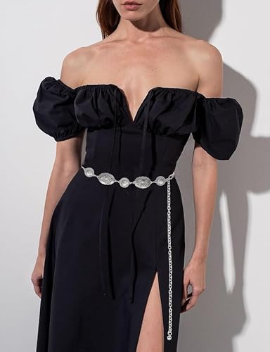 Western-Belts For Woman-Cowgirl-Belt Cowboy-belts for Women - Country Concert Outfit Concho boho belt for Dress - color: Silver