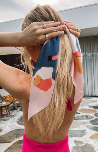 AIBFRID 27.5" Head Scarf for Women, Large Square Satin Hair Scarf Neck Silk Scarves Hair Wrap Bandanas For Sleeping - color: Style_08