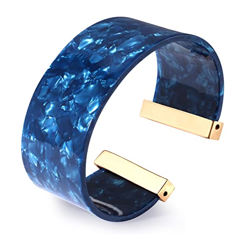 FAERLIIRY Cuff Bracelet for Women Acrylic Resin Bracelets Statement Bangle Bracelet Adjustable Bracelet Wide Chunky Bracelets for Women - color: Blue