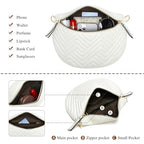 Women's Vegan Leather Crossbody Waist Pack, Fanny Pack Sling Bag with Adjustable Belt, Boho Style Shoulder Purse for Travel, Daily Use (White) - color: C-White