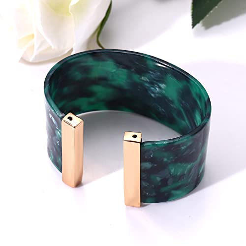 FAERLIIRY Cuff Bracelet for Women Acrylic Resin Bracelets Statement Bangle Bracelet Adjustable Bracelet Wide Chunky Bracelets for Women - color: Green