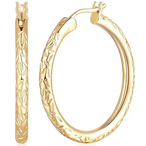 Verniflloga14K Gold Hoop Earrings Gold Earrings Women’s Hoop Earrings Jewelry Timeless Elegance 25 mm/ 30 mm - size: 25MM