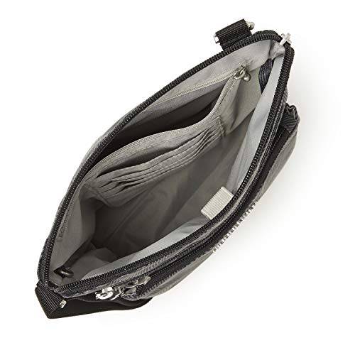 Baggallini Pocket Crossbody Bags for Women 8x8 Small Lightweight Durable Water-resistant Travel Purse W/Rfid - color: Pewter Leaves