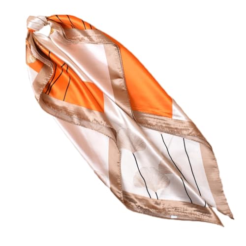 QBSM 35'' Satin Large Square Head Scarf Silk Feeling Neck Scarves Hair Sleeping Wrap Lightweight Headscarf for Women - color: Pink and Orange