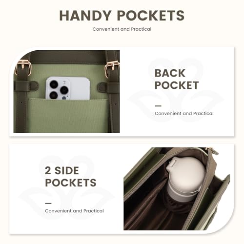 LOVEVOOK Laptop Bag for Women 15.6 inch Canvas Laptop Tote Bag, Large Capacity Work Bag with Clutch Purse, Computer Bag Office Business Briefcase, Casual Handbag for Travel College Teacher School - color: Moss Green, size: 15.6 inch