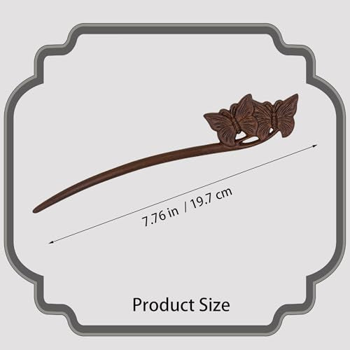 Traditional Chinese hair sticks, retro wooden hair pins, used for long hair accessories buns, Hanfu Dressing Accessories（Double Butterfly） - color: Double Butterfly