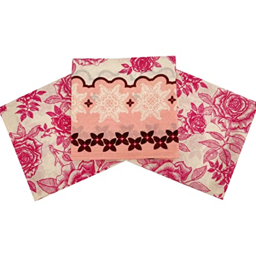 Bandanas for Women and Men，3 Pack Super Soft Thin 60s Preium Cotton 22 inch Handkerchiefs - color: 3 Pack-pink Rose