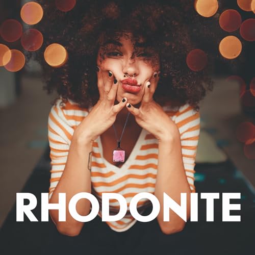 Runyangshi Rhodonite Natural Healing Crystal Square Pendant Tumbled Polished Stones Necklace Meditation Reiki Energy Amulet Bohemia for Men Women Hand-Woven Rope Gift - color: Rhodonite