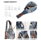 KL928 Canvas Sling Bag - Small Crossbody Backpack Shoulder Casual Daypack Rucksack for Men Women(Blue-white Washed) - color: Canvas-blue-white Washed