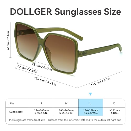 Dollger Oversized Square Sunglasses for Women Big Large Wide Fashion Shades for Men UV Protection Unisex - color: J:jelly Green Frame Gradient Brown Lens